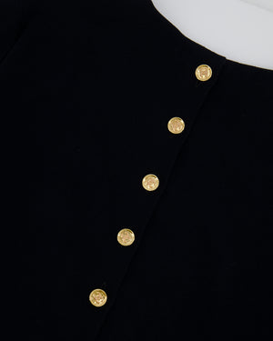 Chanel Métiers d'Art 2023 Black Cropped Top with Multi-Colour Sequin Patch Detail and Back Gold CC Logo Buttons Size FR 34 (UK 6)