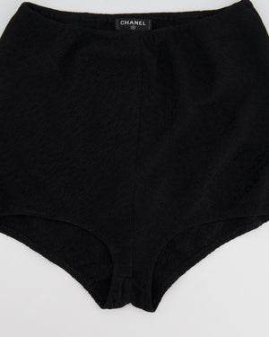 Chanel Black Silk Micro Shorts with CC Logo Prints Size FR 36 (UK 8)