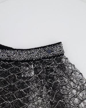Chanel Spring 2018 Black and Pearl Metallic Caged Top and Skirt Set Size FR 34 (UK 6)