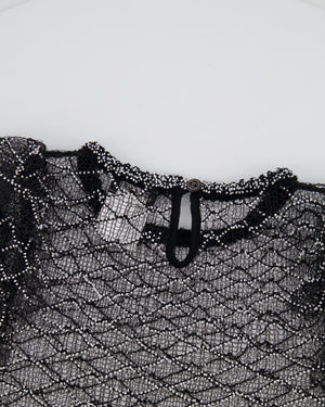 Chanel Spring 2018 Black and Pearl Metallic Caged Top and Skirt Set Size FR 34 (UK 6)