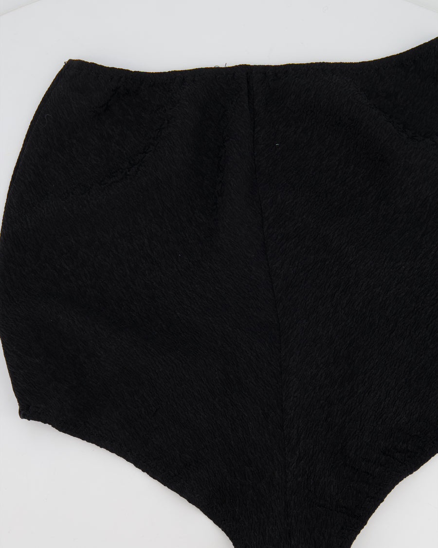 Chanel Black Silk Micro Shorts with CC Logo Prints Size FR 36 (UK 8)