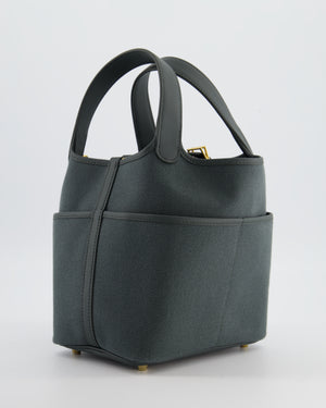 Hermès Picotin Lock 18 Pockets Cargo in Vert Mangrove Toile Goeland Canvas and Vert Mangrove Swift Leather with Gold Hardware