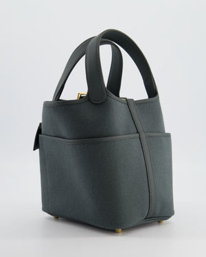 Hermès Picotin Lock 18 Pockets Cargo in Vert Mangrove Toile Goeland Canvas and Vert Mangrove Swift Leather with Gold Hardware