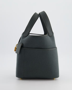 Hermès Picotin Lock 18 Pockets Cargo in Vert Mangrove Toile Goeland Canvas and Vert Mangrove Swift Leather with Gold Hardware