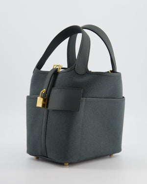 Hermès Picotin Lock 18 Pockets Cargo in Vert Mangrove Toile Goeland Canvas and Vert Mangrove Swift Leather with Gold Hardware