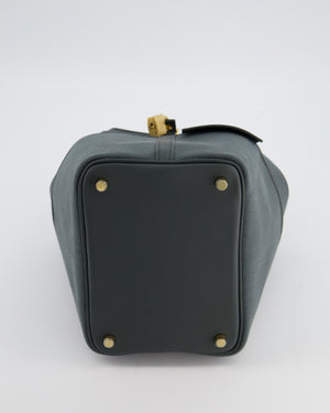 Hermès Picotin Lock 18 Pockets Cargo in Vert Mangrove Toile Goeland Canvas and Vert Mangrove Swift Leather with Gold Hardware