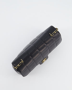 Chanel Black Vintage Mini Chocolate Bar Flap Bag In Lambskin Leather with Gold Hardware