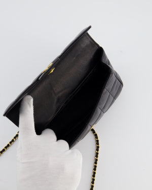 Chanel Black Vintage Mini Chocolate Bar Flap Bag In Lambskin Leather with Gold Hardware