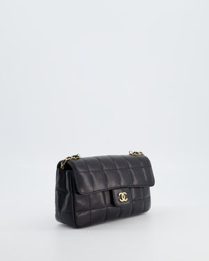 Chanel Black Vintage Mini Chocolate Bar Flap Bag In Lambskin Leather with Gold Hardware