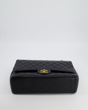 Chanel Black Maxi Classic Double Flap Bag in Caviar Leather with Gold Hardware