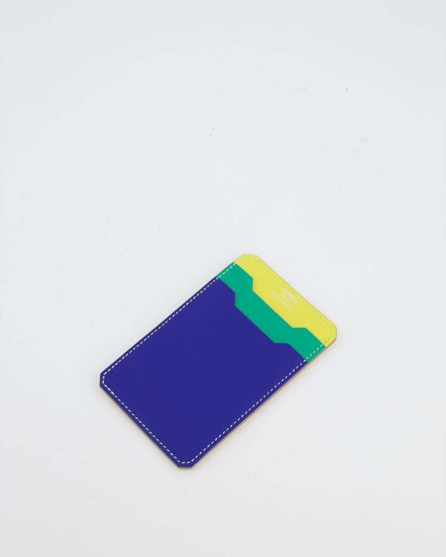 Hermès City 3CC Cardholder in Menthe, Bleu France and Soufre Evercolour Leather