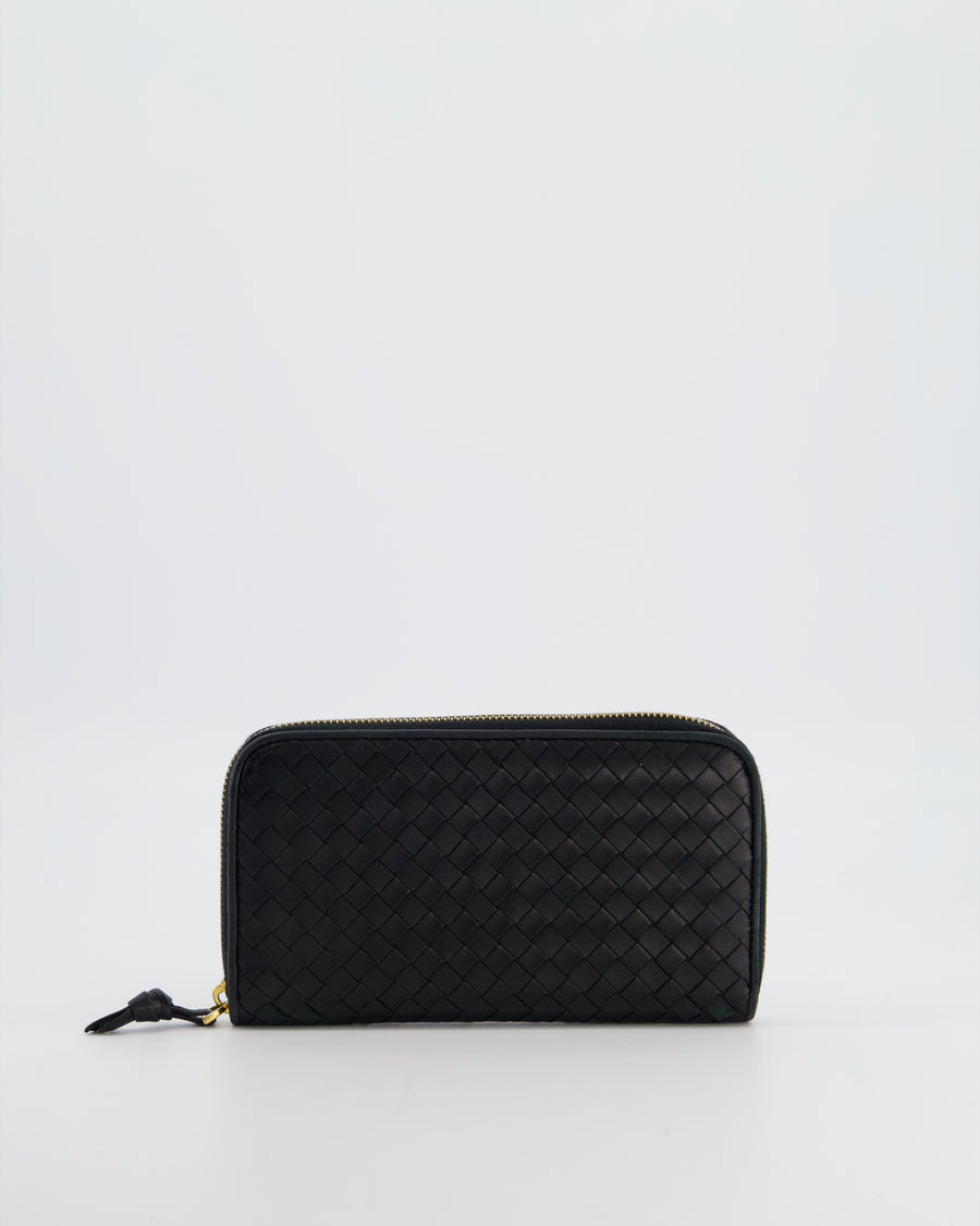 Bottega Veneta Black Intrecciato Long Wallet