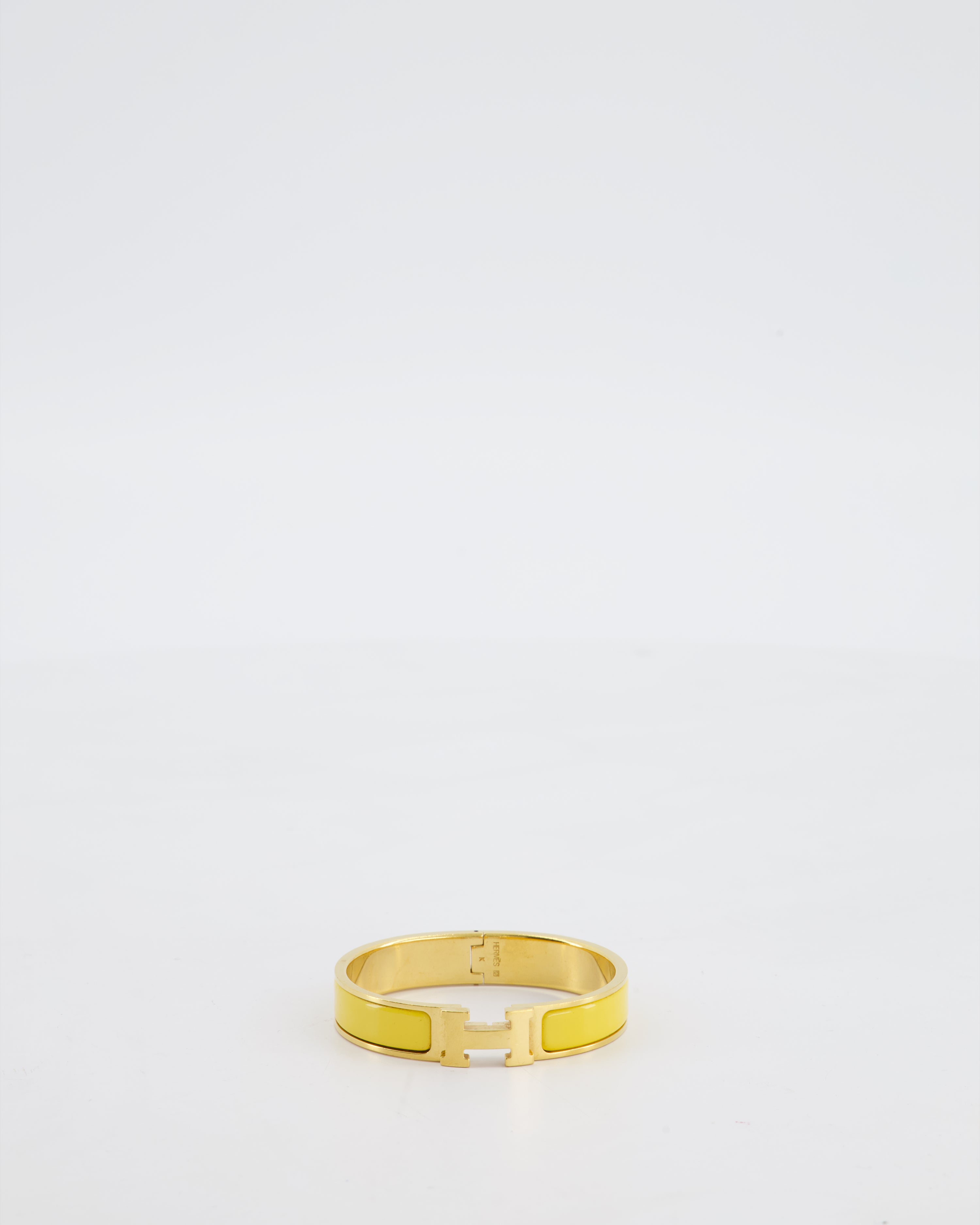 Hermès Clic H Bracelet in Yellow Enamel with Gold Hardware – Sellier