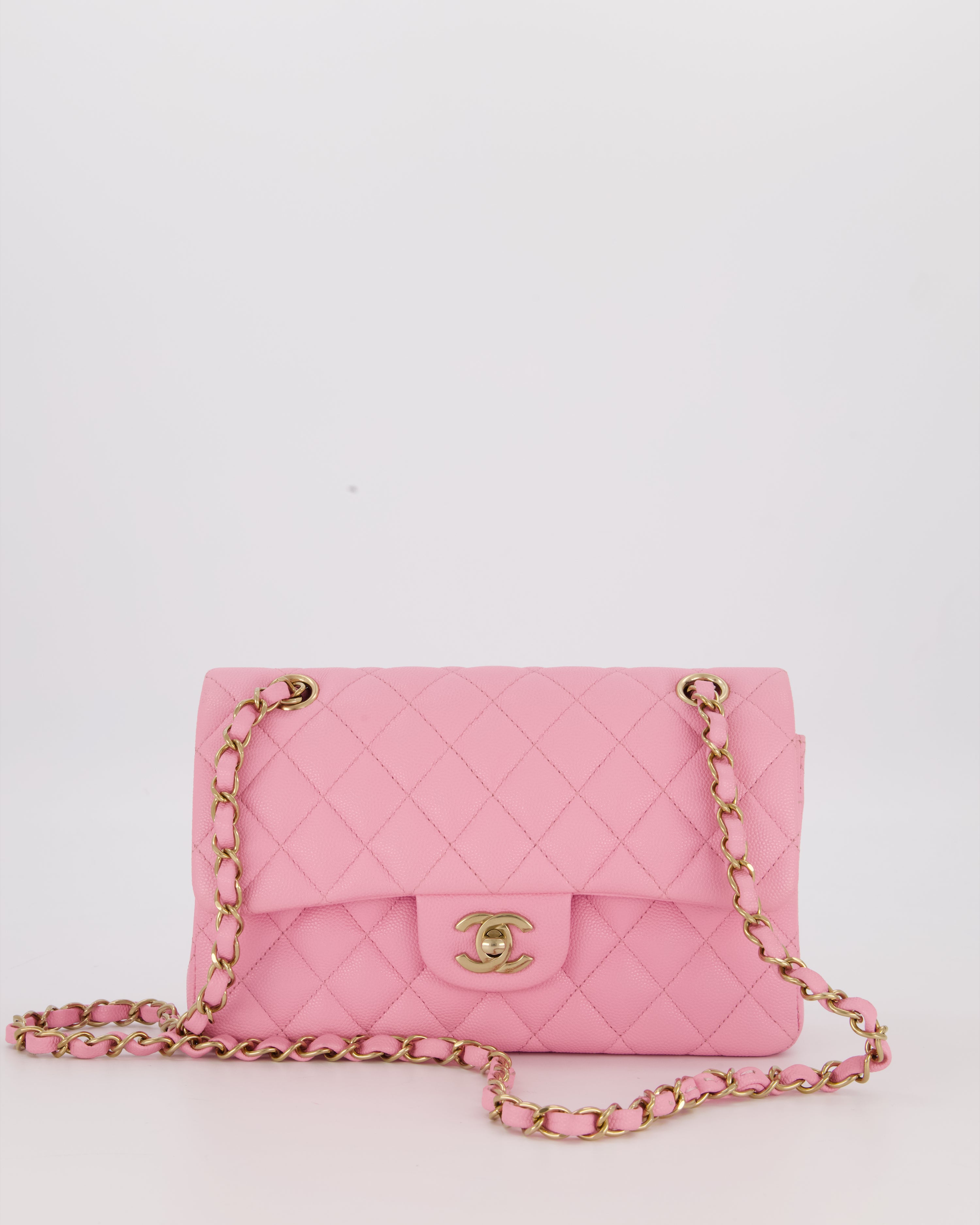 Chanel 23P Bubblegum Pink Classic Small Double Flap Bag in Caviar