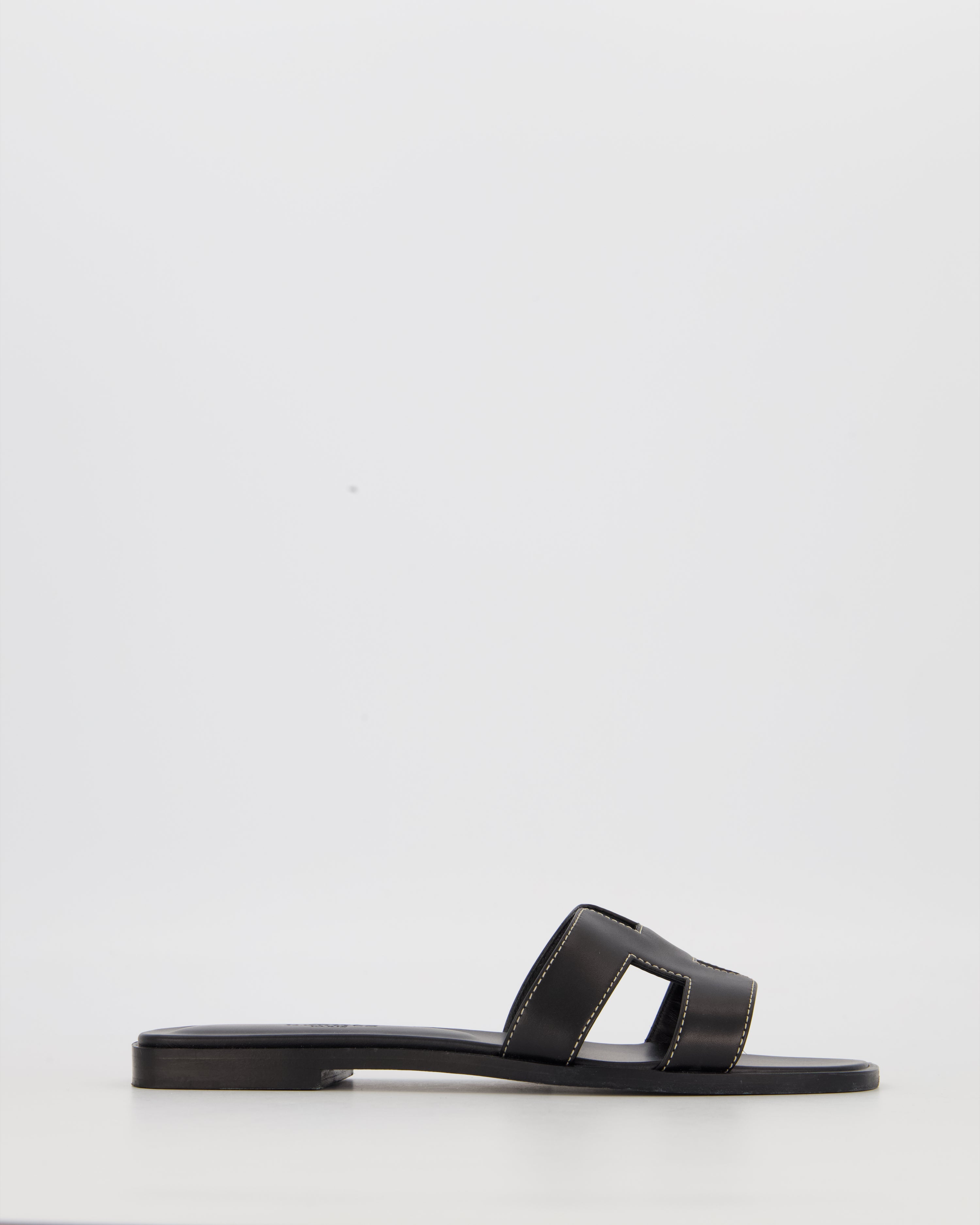 Hermès Oran Sandals in Noir Box Calf Leather Size EU 36.5 – Sellier