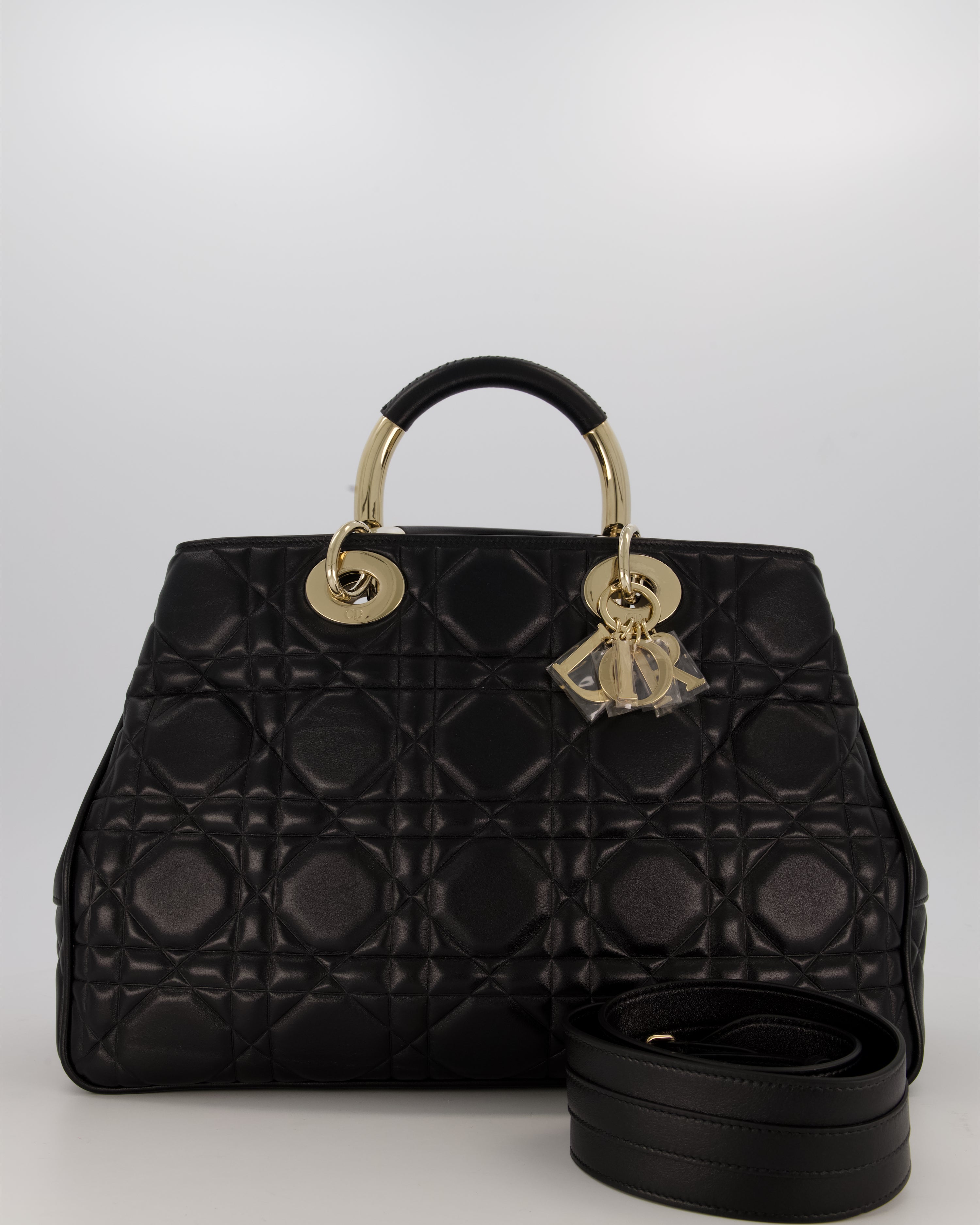 Christian Dior Black Large Lady 95.22 Bag in Cannage Lambskin