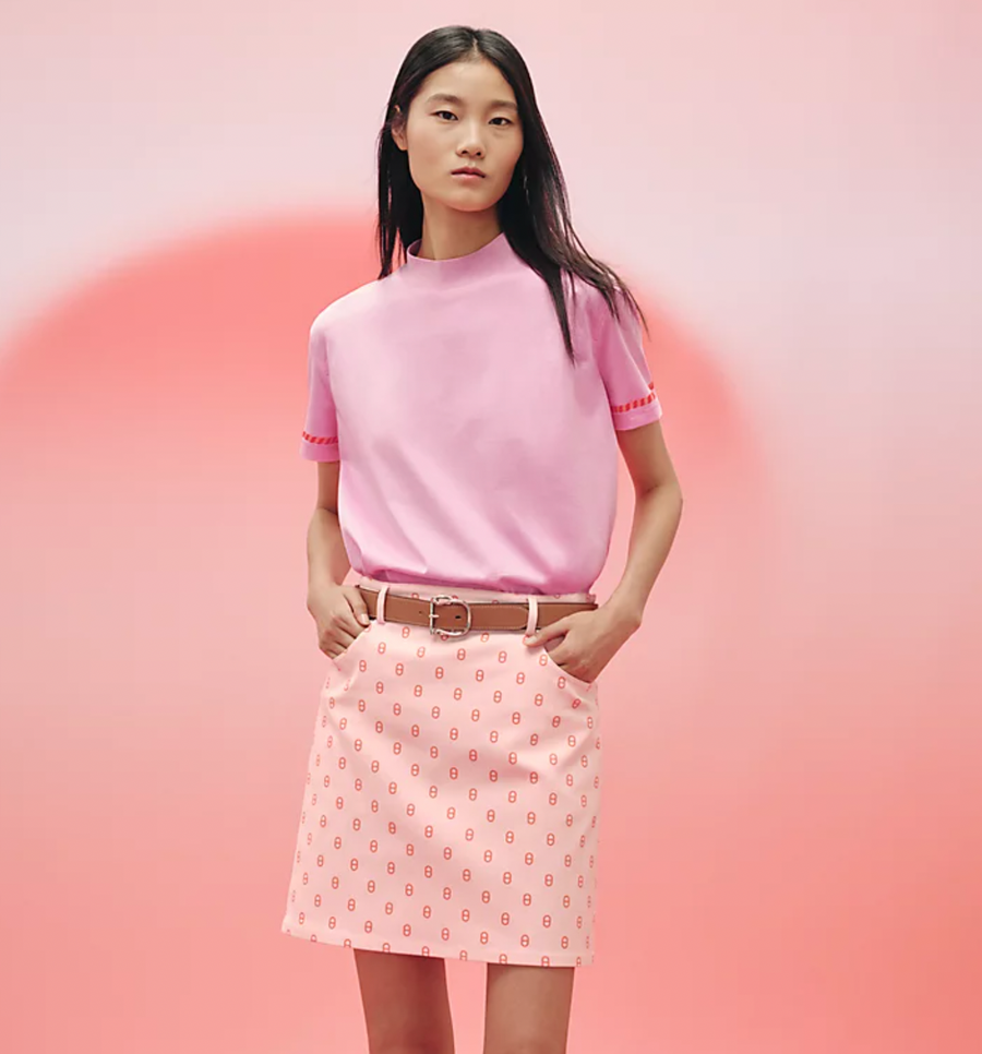 Hermès Candy Pink Canoé Printed T-Shirt Size FR 34 (UK 6) RRP £570