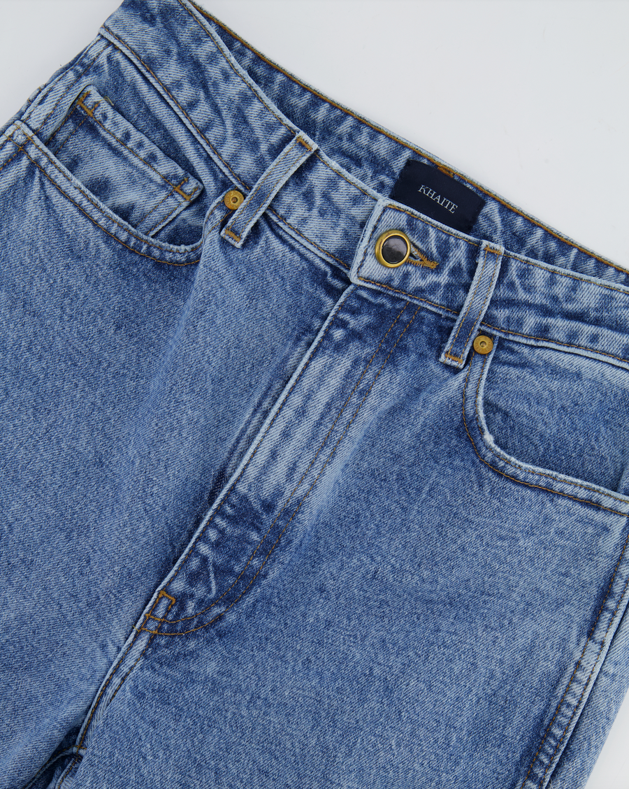 Khaite Blue Denim Straight Leg Jeans with Button Detail Size W 27 (UK 8-10) RRP £450