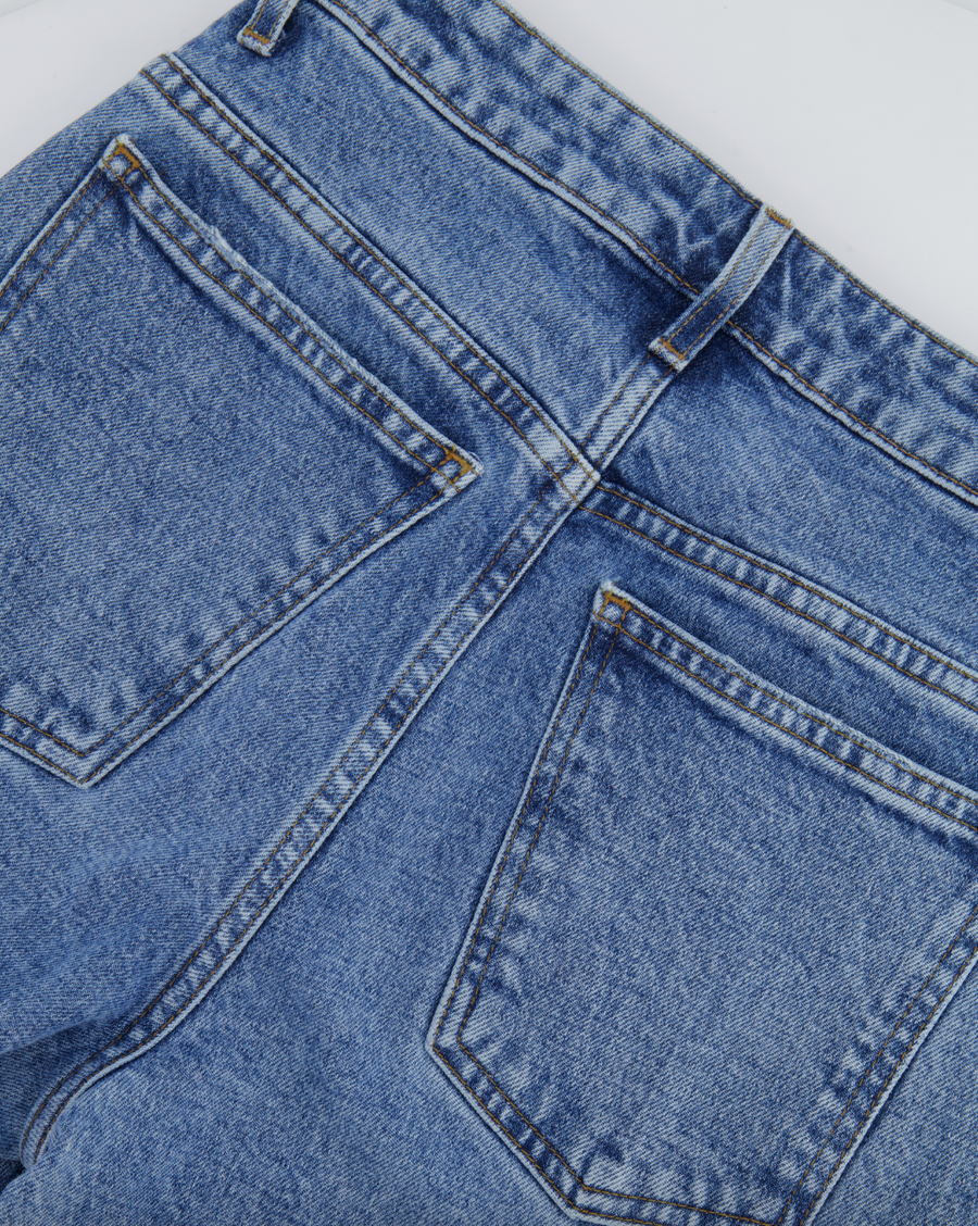 Khaite Blue Denim Straight Leg Jeans with Button Detail Size W 27 (UK 8-10) RRP £450