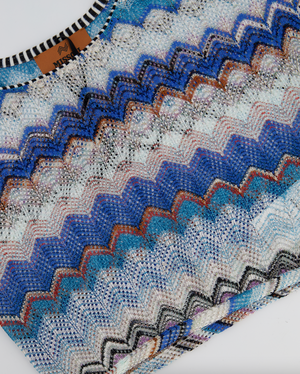 Missoni Blue & White Zig Zag Open-Knit Crop Top Size IT 38 (UK 6)