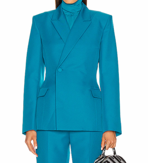 Balenciaga Petrol Blue Waisted Blazer Jacket Size FR 36 (UK 8) RRP £2,230