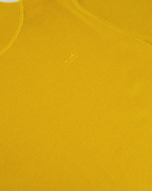 Hermès Yellow Silk and Cashmere High Neck Jumper with Embroidered Logo Size FR 34 (UK 6)