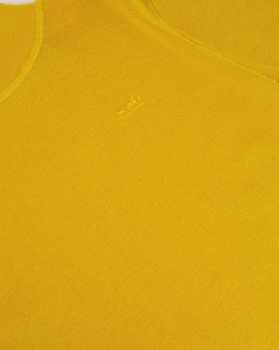 Hermès Yellow Silk and Cashmere High Neck Jumper with Embroidered Logo Size FR 34 (UK 6)