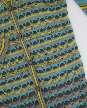 M Missoni Grey, Yellow and Blue Knit Cardigan and Top Chevron Set Size IT 44 (UK 12)