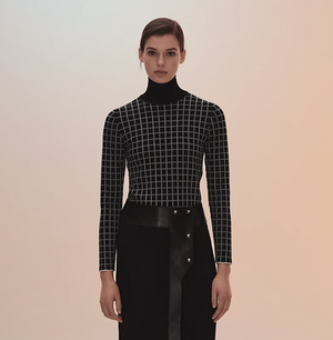 Hermès Black and White Cashmere Checkered High Neck Jumper Size FR 34 (UK 6) RRP £1,500