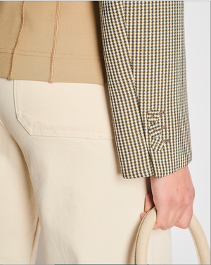Fendi Camel Panelled Houndstooth Jacket Size IT 40 (UK 8)