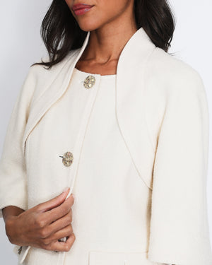 Chanel White Wool Blazer with Crystals Buttons Size FR 40 (UK 12)