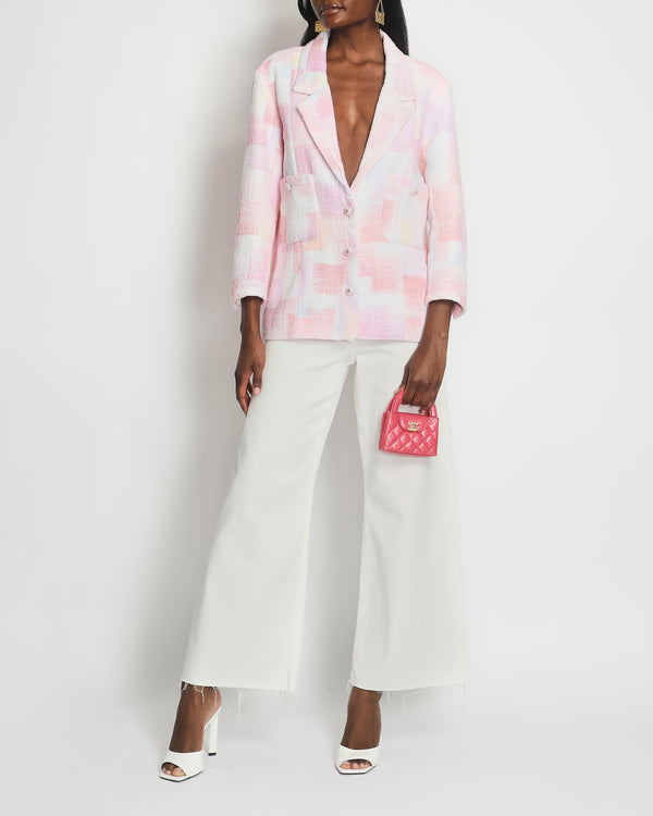 Chanel SS/23 Pastel Pink Plaid Print Single Breasted Blazer FR 40 (UK 12) RRP: £6,770