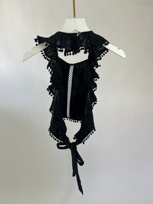 Zimmermann Black Broderie Lace Cotton and Shorts and Halter Top Set Size 1 (UK 10)