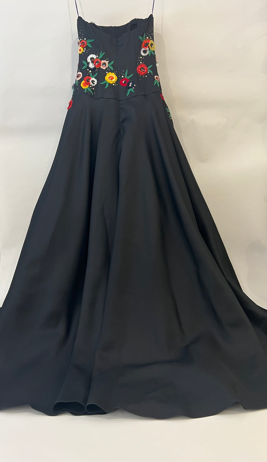 Carolina Herrera Black Gown with Embellished Floral Corset Size 2 (UK 6)