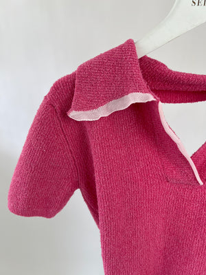 Jacquemus Pink Towelling Two Piece Skirt and Top Set with Button Detailing FR 32/38 (UK 4/10)