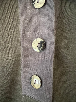 Chanel Black and Navy Long-sleeve Shirt Top with Buttons Size FR 40 (UK 12)