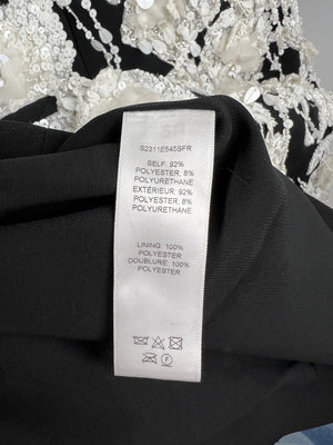 Carolina Herrera Black and White Embroidered Fringed Mini Dress Size 0 (UK 4) RRP £6150