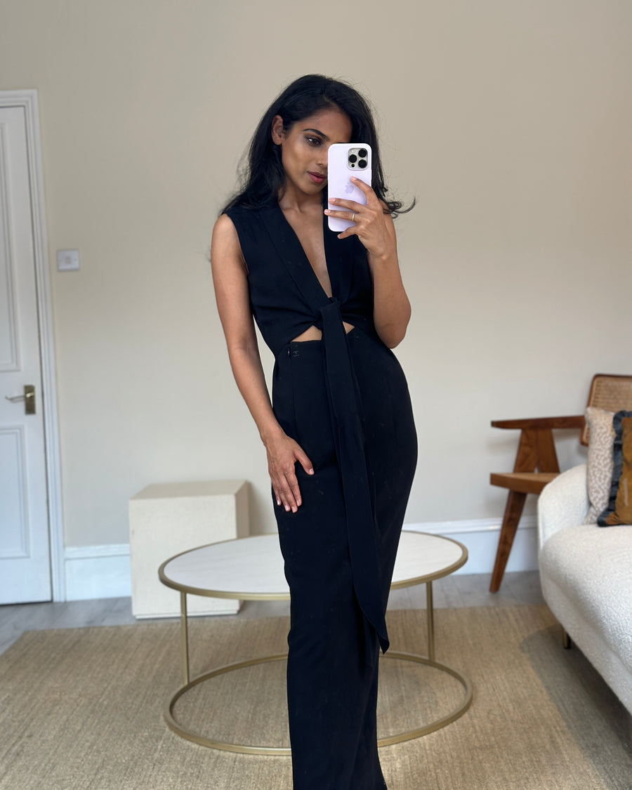Chanel Black Cut-Out Maxi Dress with CC Detail FR 34 (UK 6)