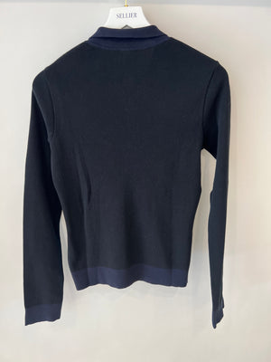 Chanel Black and Navy Long-sleeve Shirt Top with Buttons Size FR 40 (UK 12)
