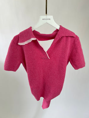 Jacquemus Pink Towelling Two Piece Skirt and Top Set with Button Detailing FR 32/38 (UK 4/10)