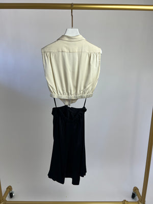 Chanel Silk Cream and Black Cut Out Dress with Bow Detail Size FR 38 (UK 10)