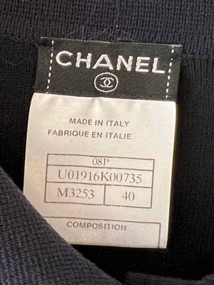 Chanel Black and Navy Long-sleeve Shirt Top with Buttons Size FR 40 (UK 12)