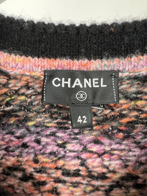 *HOT* Chanel Navy, Pink and Blue Cashmere Cardigan with Crystal Button Detailing Size FR 42 (UK 14)
