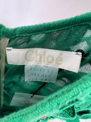 Chloé Emerald Green & Pink Crochet Midi Dress Size FR 36 (UK 8)