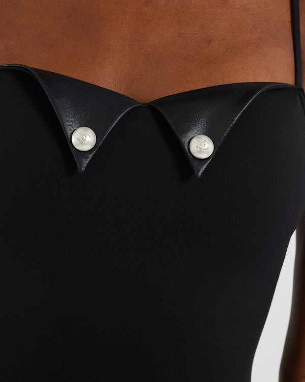 Chanel Black Swimsuit with Tuxedo Details Embellished with Pearls FR 34 (UK6)