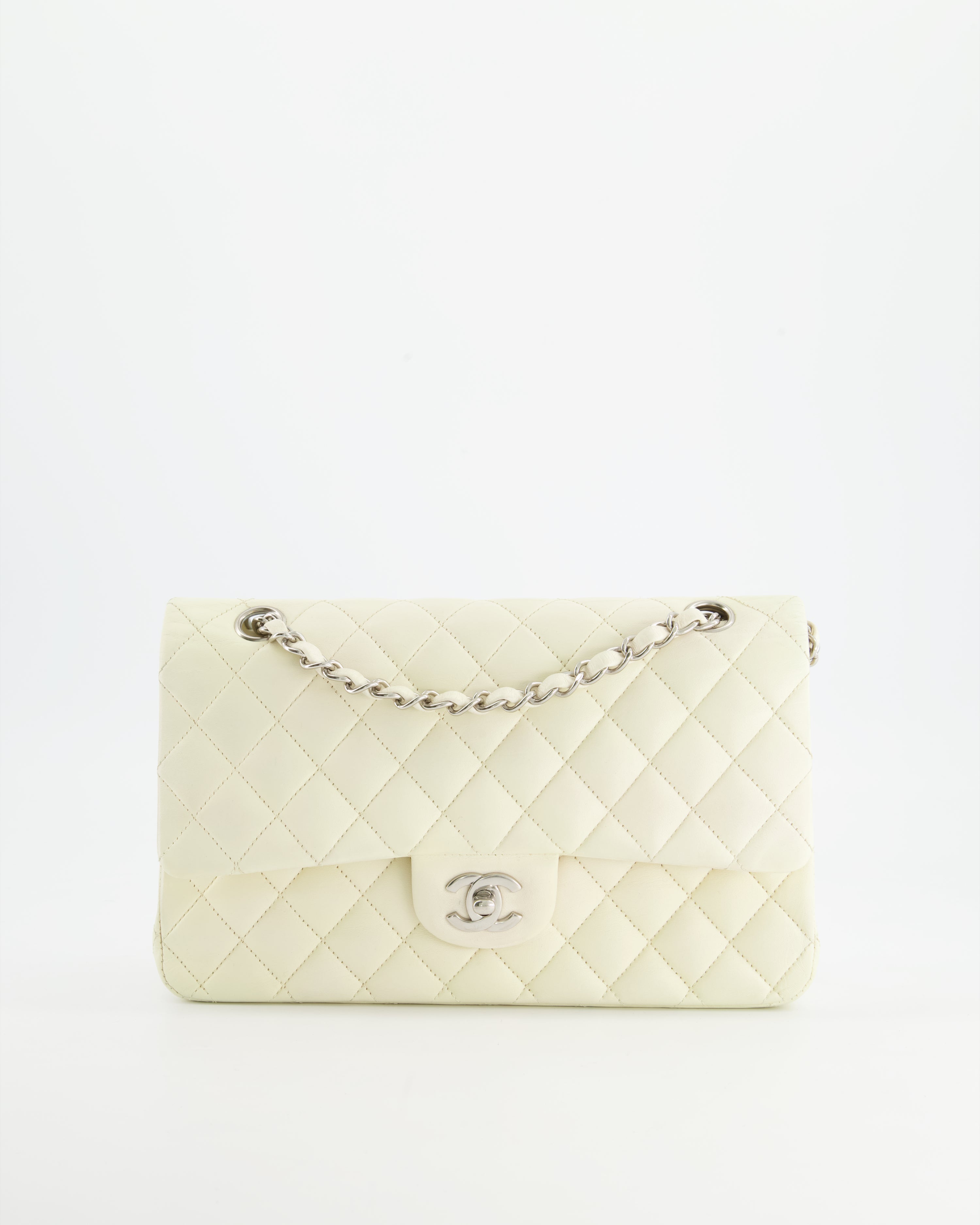 Chanel Cream Medium Double Flap Bag in Lambskin with Silver Hardware RRP - £8,530