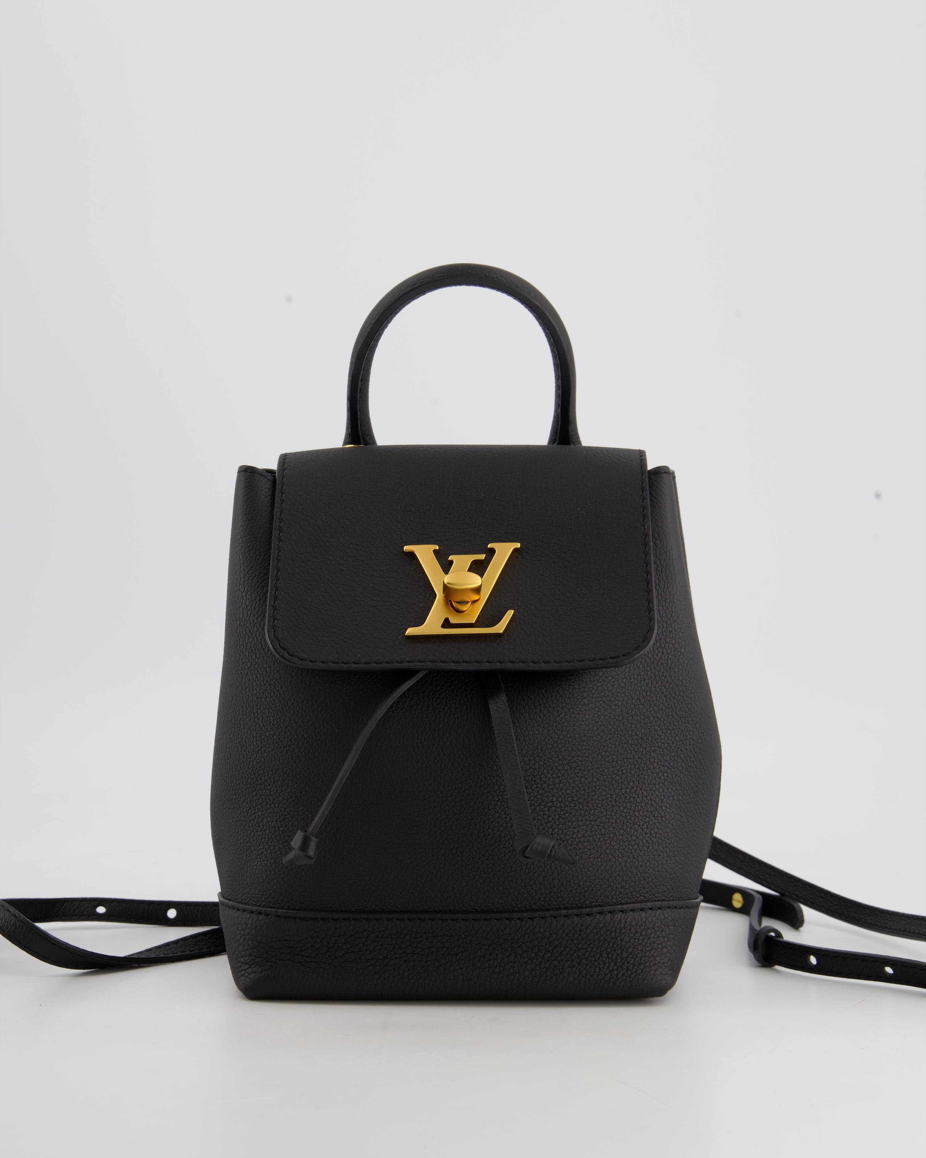Louis Vuitton Black Mini Lock Me Backpack Bag in Grained Leather