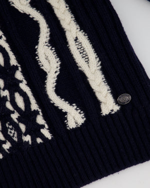 Chanel Navy and Cream Long-Sleeve Wool Jumper Size FR 34 (UK 6)