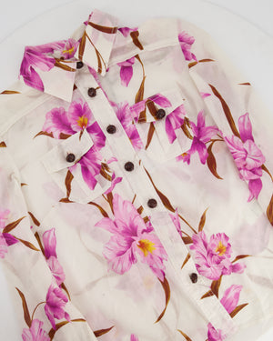 Zimmermann Cream Floral Shirt with Pocket Detail Size 0 (UK 6)