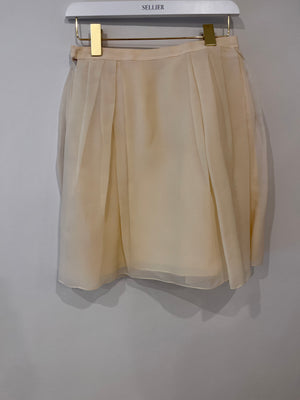 Christian Dior Ivory Silk Pleated Mini Skirt Size FR 36 (UK 8)